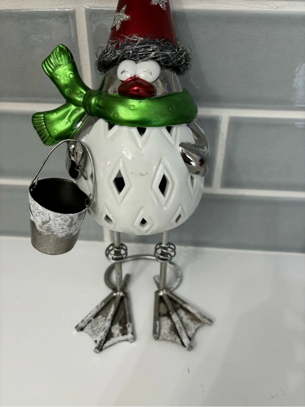 Pier One holiday bird candle holder